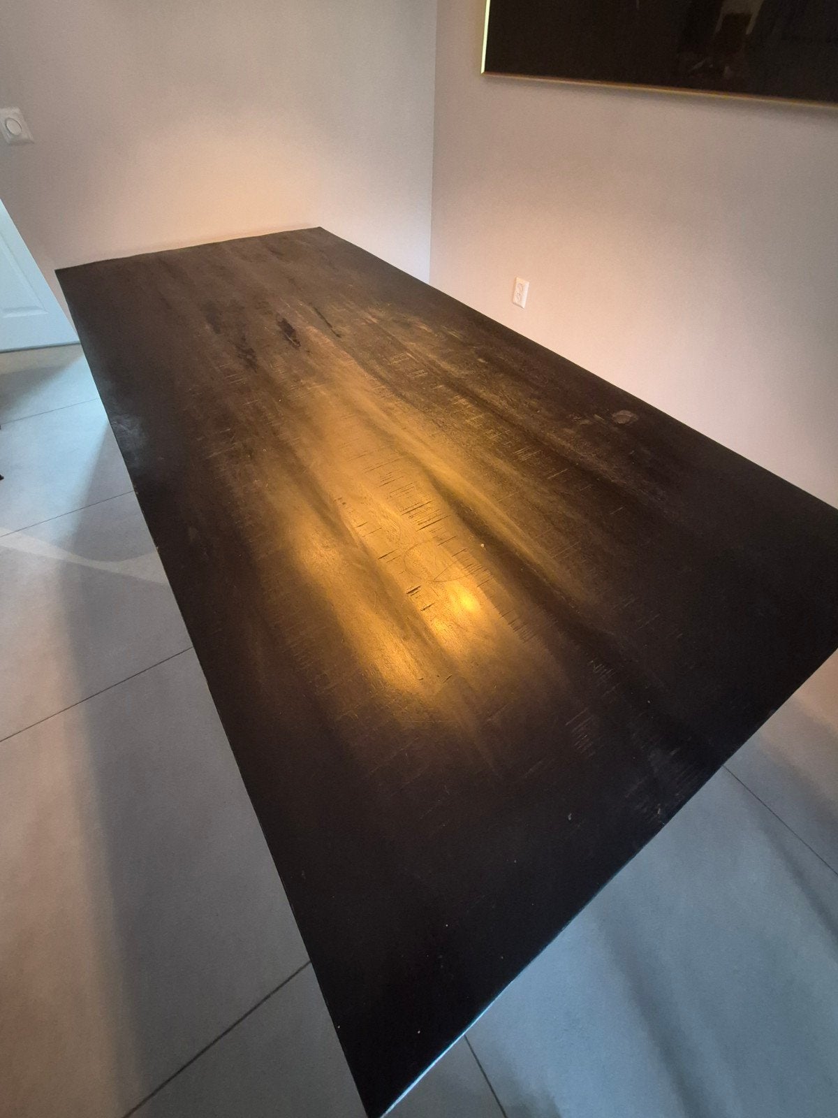 Zwarte eettafel 100x220cm, hoogte 76cm, Ophalen, Gebruikt, 100 tot 150 cm, 200 cm of meer