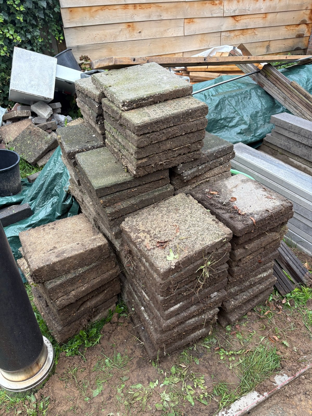Gebruikte terrastegels 30 x 30 cm (ca 16m2), Tuin en Terras, Ophalen, Gebruikt, 10 m² of meer, Beton