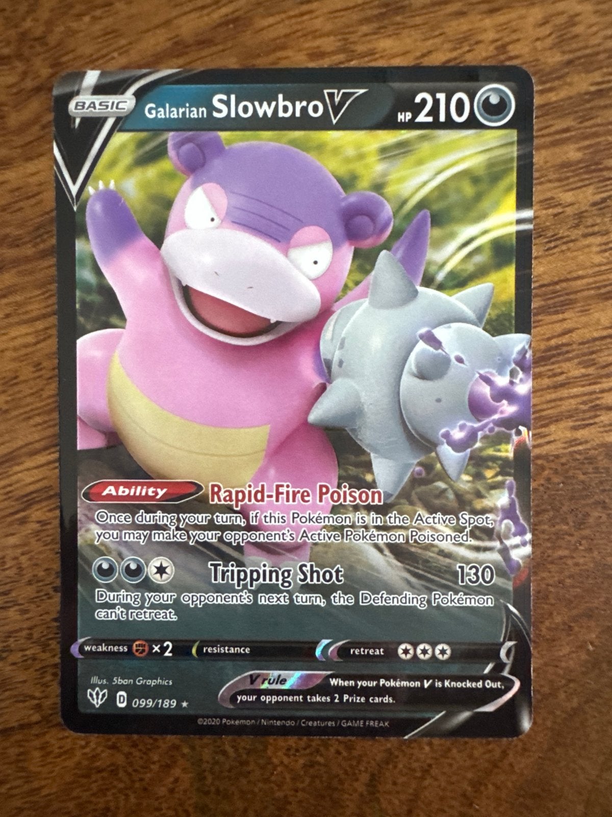 Pokémon Kaart: Galarian Slowbro V (099/189) - Zo goed als ni, Ophalen of Verzenden, Zo goed als nieuw, Losse kaart