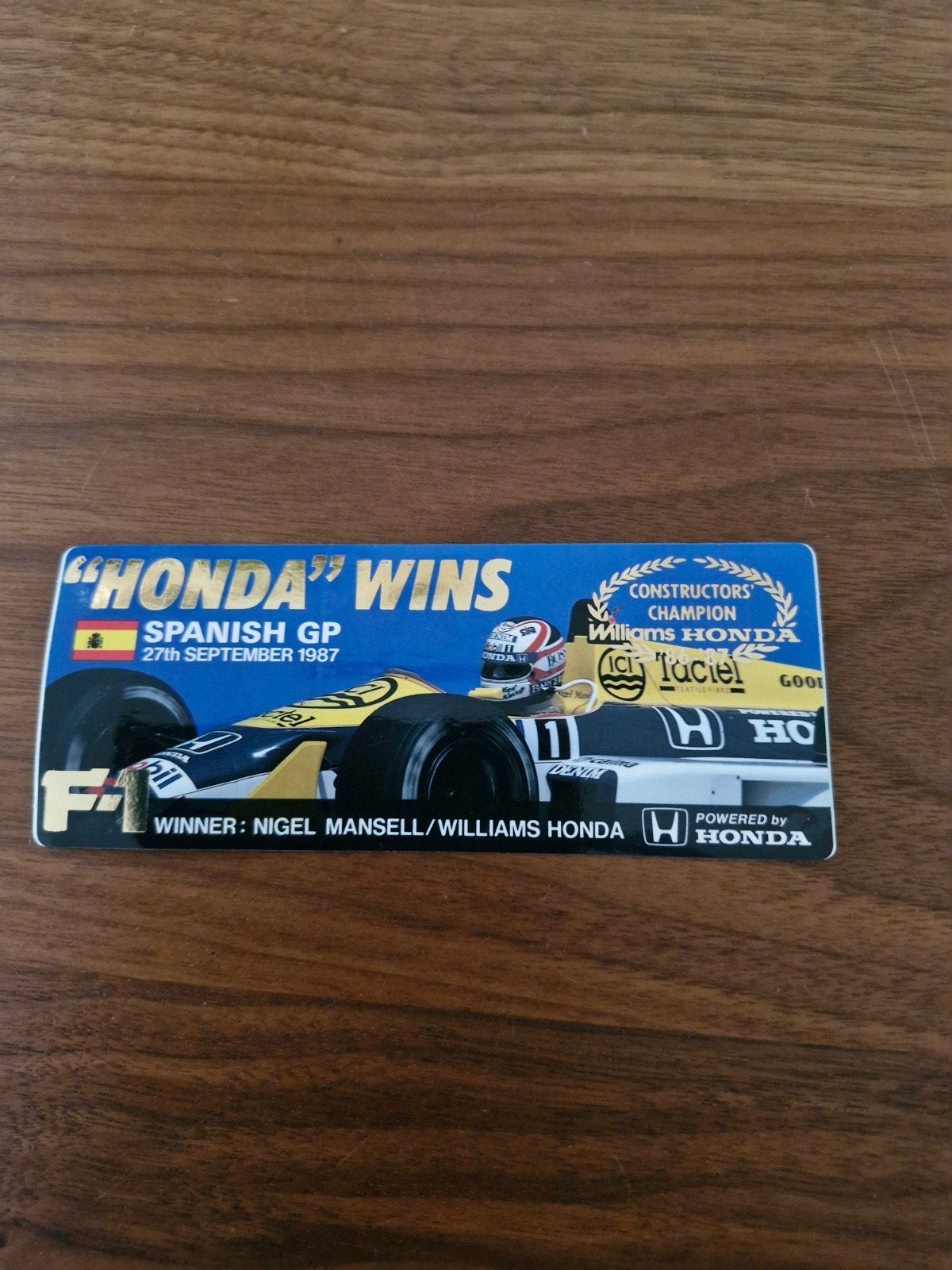 025 Vintage Honda F1 Williams Sticker - Nigel Mansell 1987, Verzamelen, Ophalen of Verzenden, Nieuw, Auto of Motor