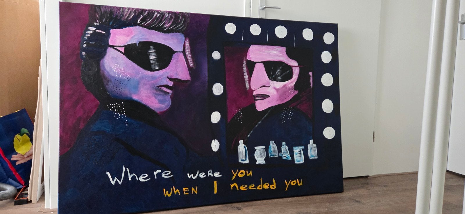 Groot Herman Brood stijl schilderij 150x100 cm, Ophalen, Papier/karton, Figuren