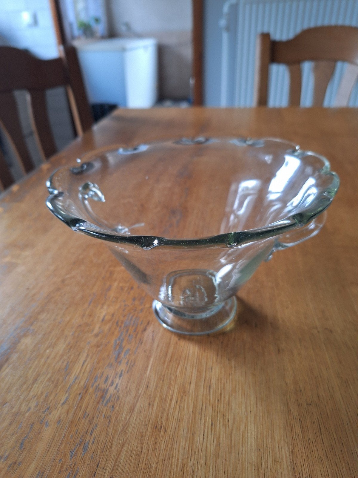 Handwerk glazen schaal €15.00, Ophalen