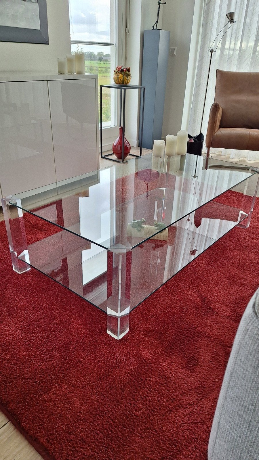 glazen Design salontafel, Ophalen, Gebruikt, 100 tot 150 cm, Design