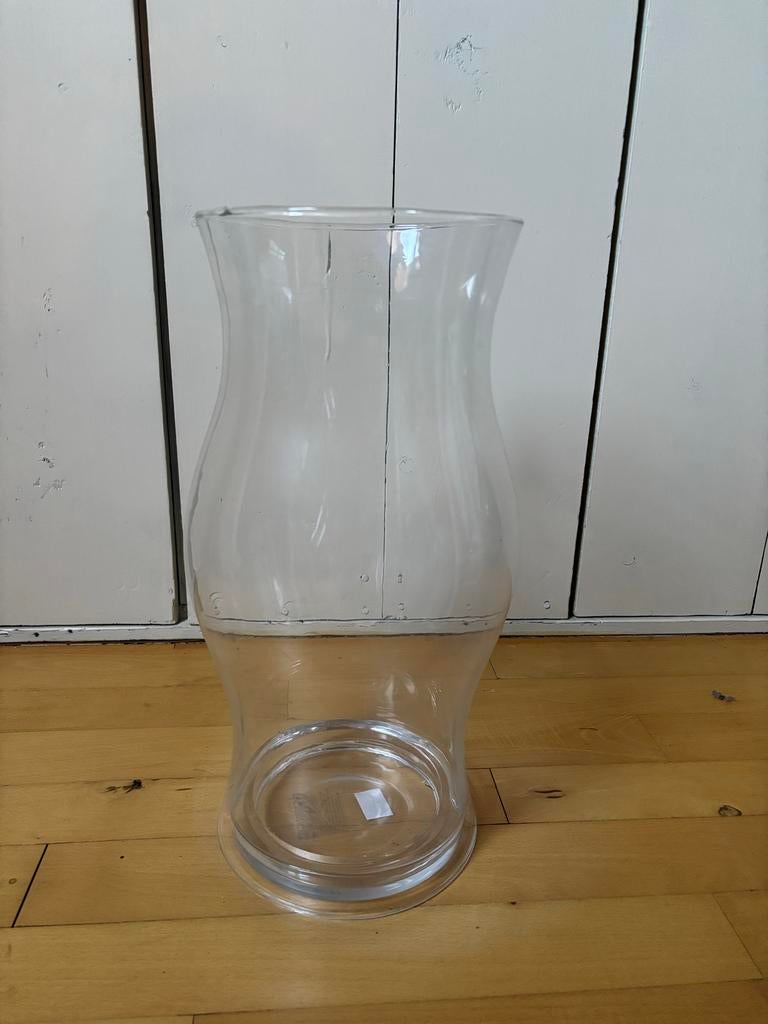Groot glazen windlicht met plateau - 40 cm hoog, Huis en Inrichting, Woonaccessoires | Overige, Zo goed als nieuw, Glas, Modern