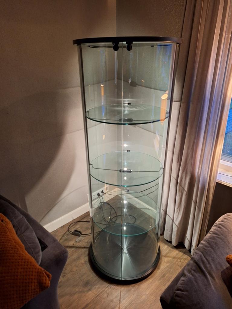 Authentieke FIAM Italia design vitrinekast – gebogen glas –, Ophalen, Minder dan 50 cm, Met deur(en), Zo goed als nieuw