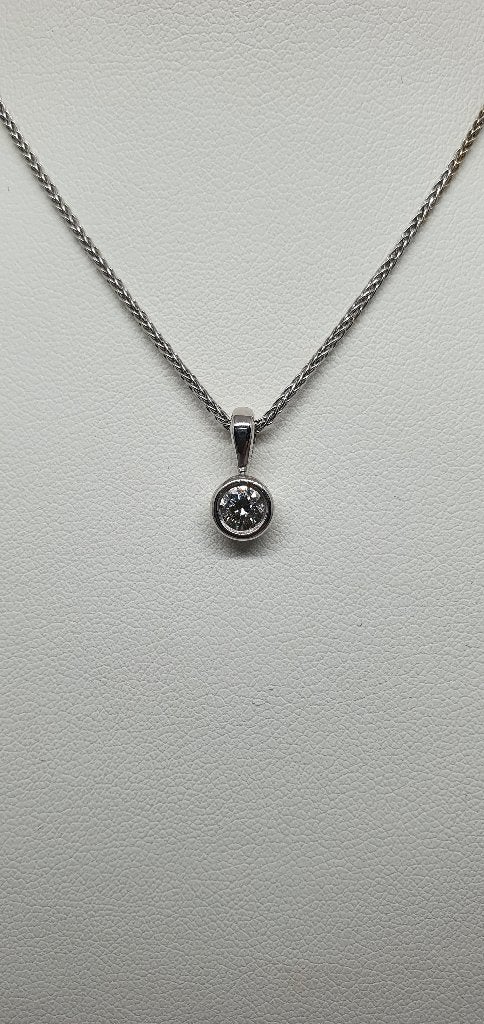 Wit gouden collier met natuurlijk briljant, Wit, Nieuw, Ophalen of Verzenden, Met edelsteen