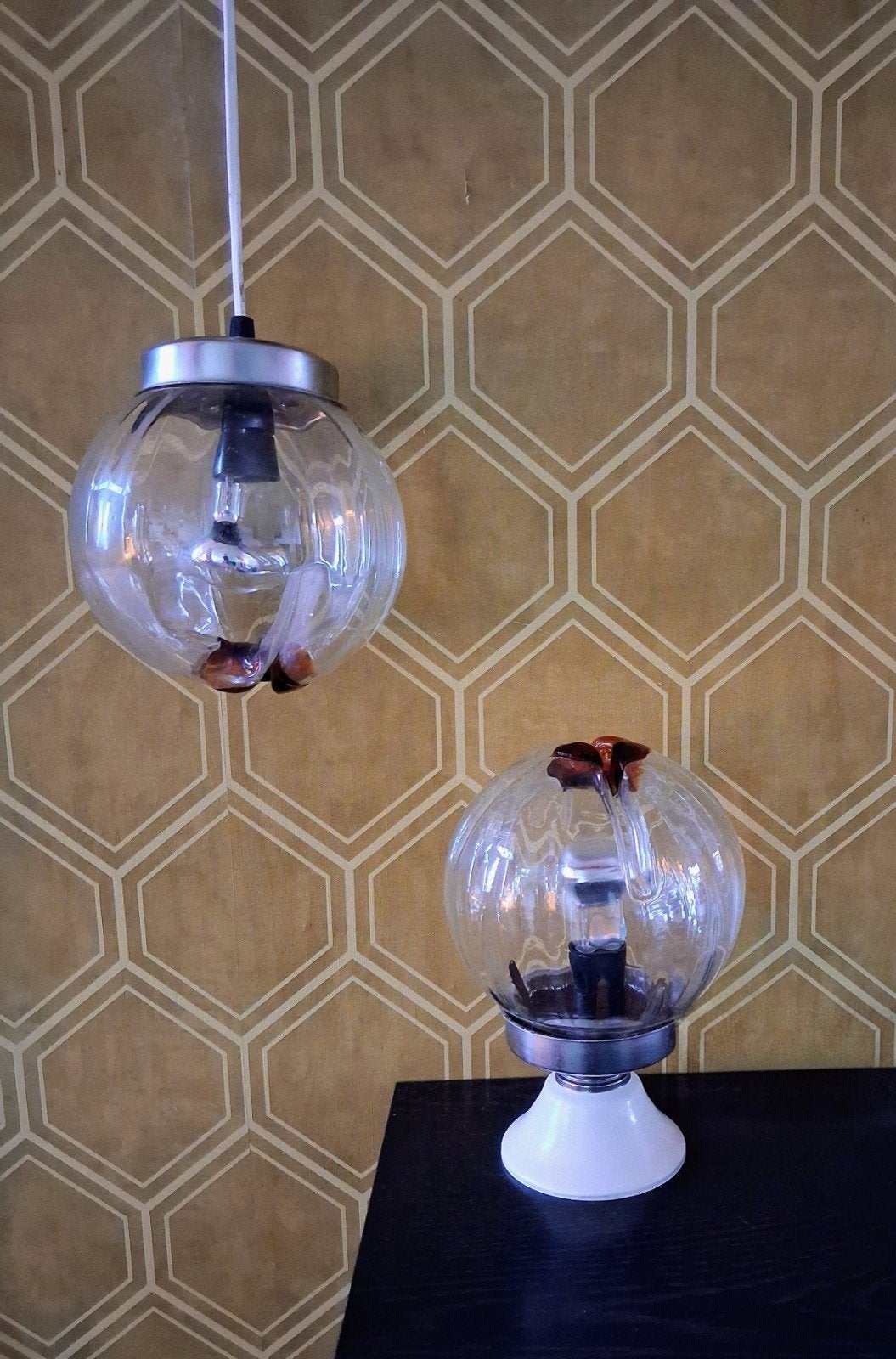 Mazzega Murano Design Lampen Set Jaren 70 Hang- en Tafellamp, Ophalen of Verzenden, Huis en Inrichting