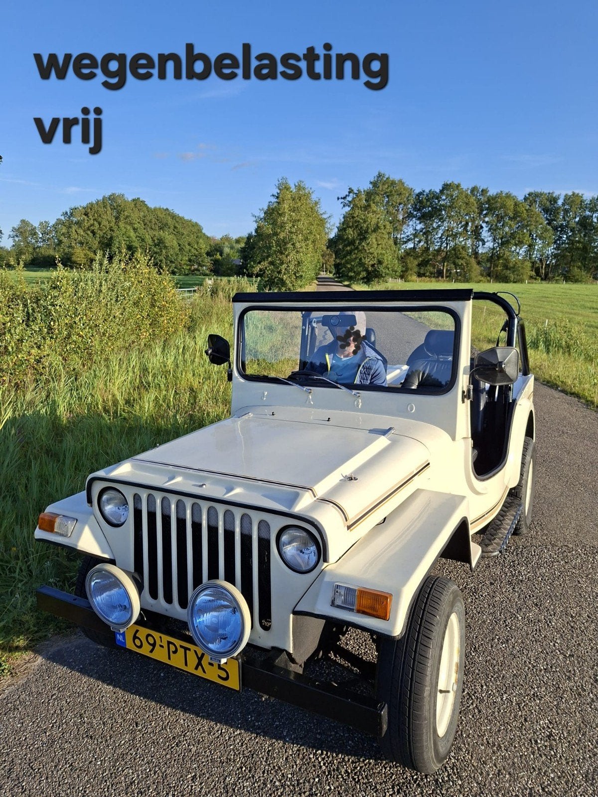 Jago Geep - willys Jeep1986 Wit Nekaf oldtimer belastingvrij, Achterwielaandrijving, 74 pk, Zwart, 4 cilinders