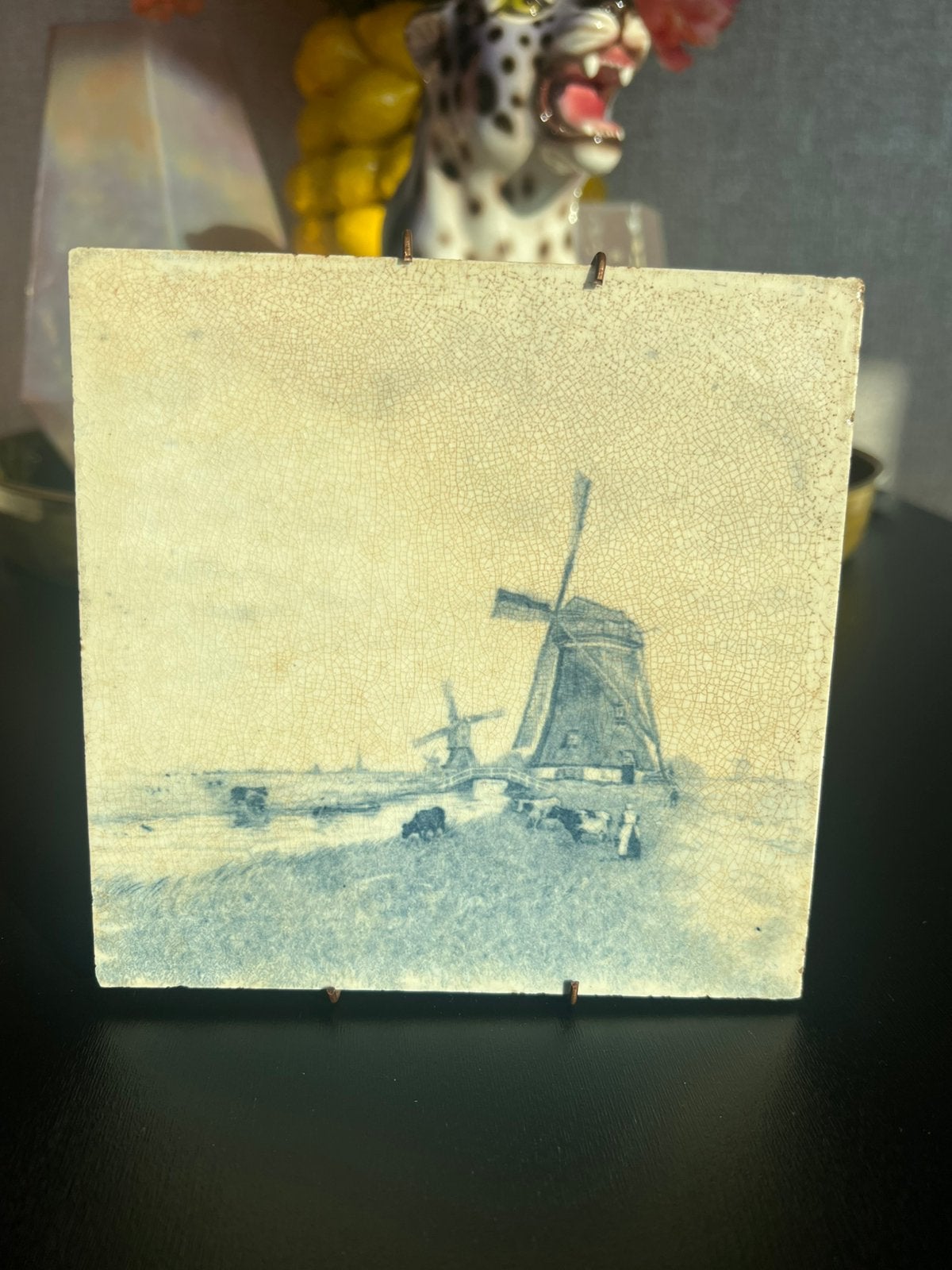 Oude antieke keramische tegel, Ophalen of Verzenden