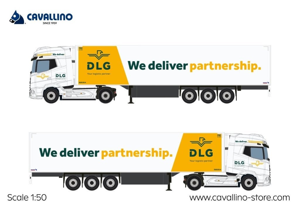 DAF XG+ met Koeloplegger - DLG Logistics, Hobby en Vrije tijd, Modelauto's | 1:50, Ophalen of Verzenden, Nieuw, Bus of Vrachtwagen