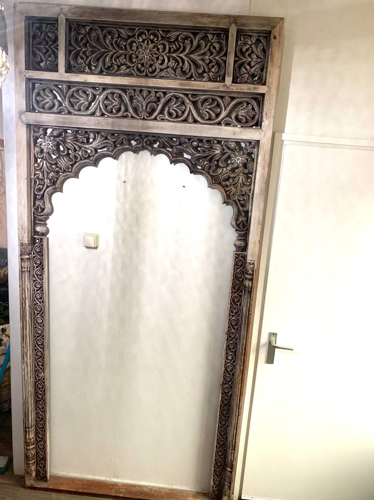Prachtige poort poortdeur handgemaakte houtsnijwerk, Ophalen, Zo goed als nieuw, Rechthoekig, Minder dan 100 cm