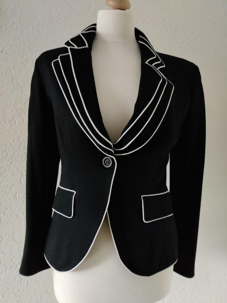 Blanc Nature colbert zwart met 3 lagen in de kraag, Kleding | Dames, Maat 38/40 (M), Zwart, Zo goed als nieuw, Jasje