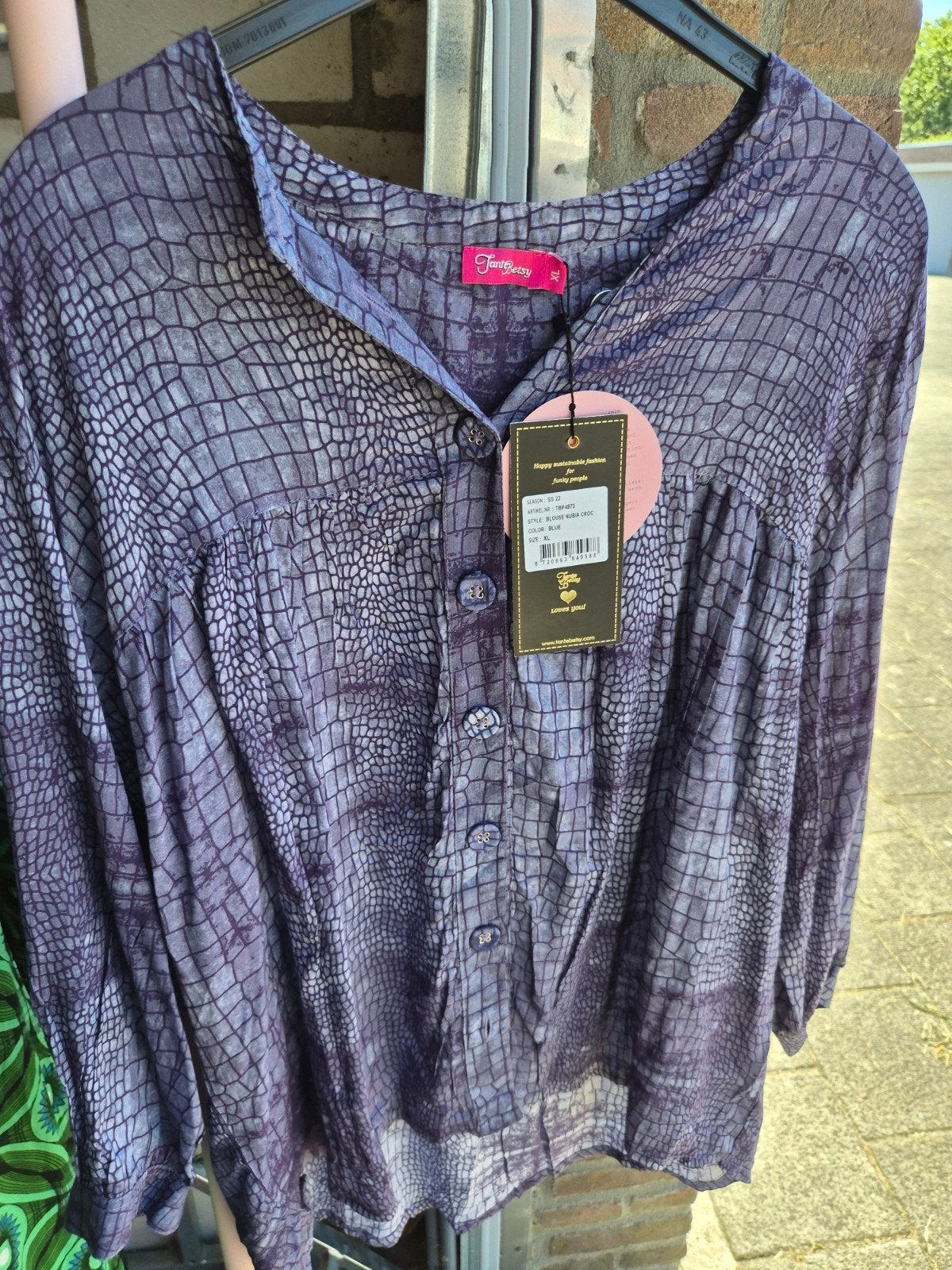 Nieuwe Tante Betsy blouse met krokodillenprint, maat XL, Tante Betsy, Paars, Maat 46/48 (XL) of groter, Nieuw