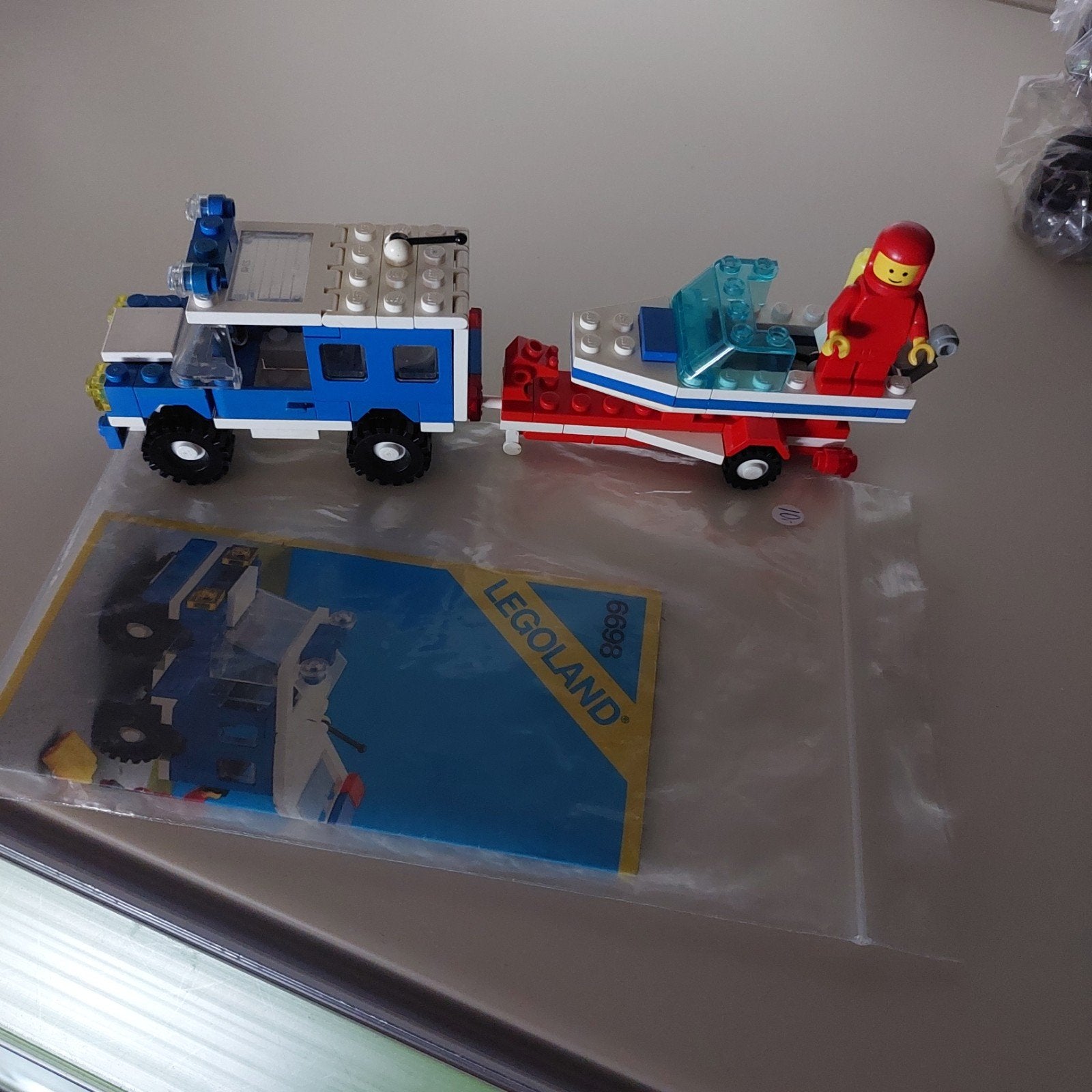 LEGO 6698 Vrachtwagen met boot en aanhanger (Legoland), Ophalen of Verzenden