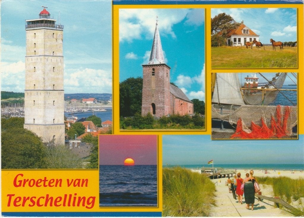 TERSCHELLING Brandaris Kerk Duinovergang Groeten, Verzenden, 1980 tot heden, Gelopen, Waddeneilanden