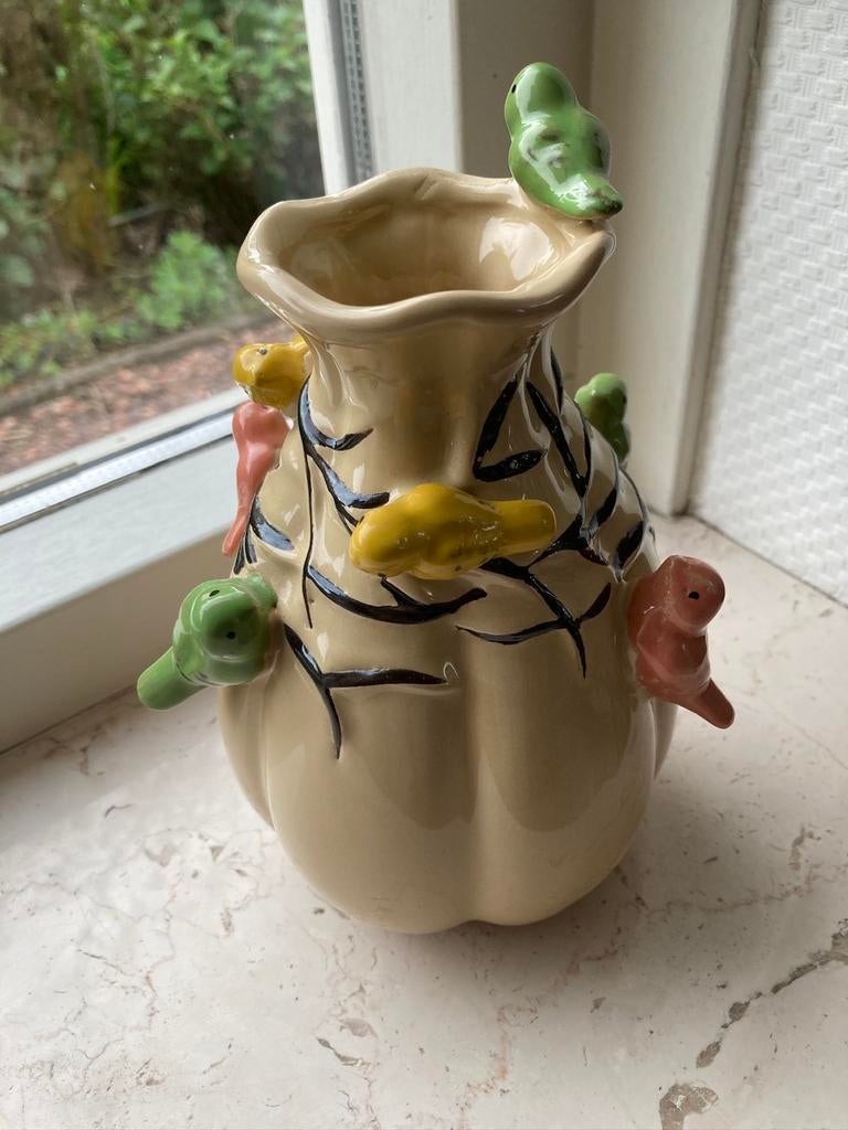 Vaasje met vogels Daan Kromhout, Huis en Inrichting, Overige kleuren, Nieuw, Ophalen of Verzenden, Glas