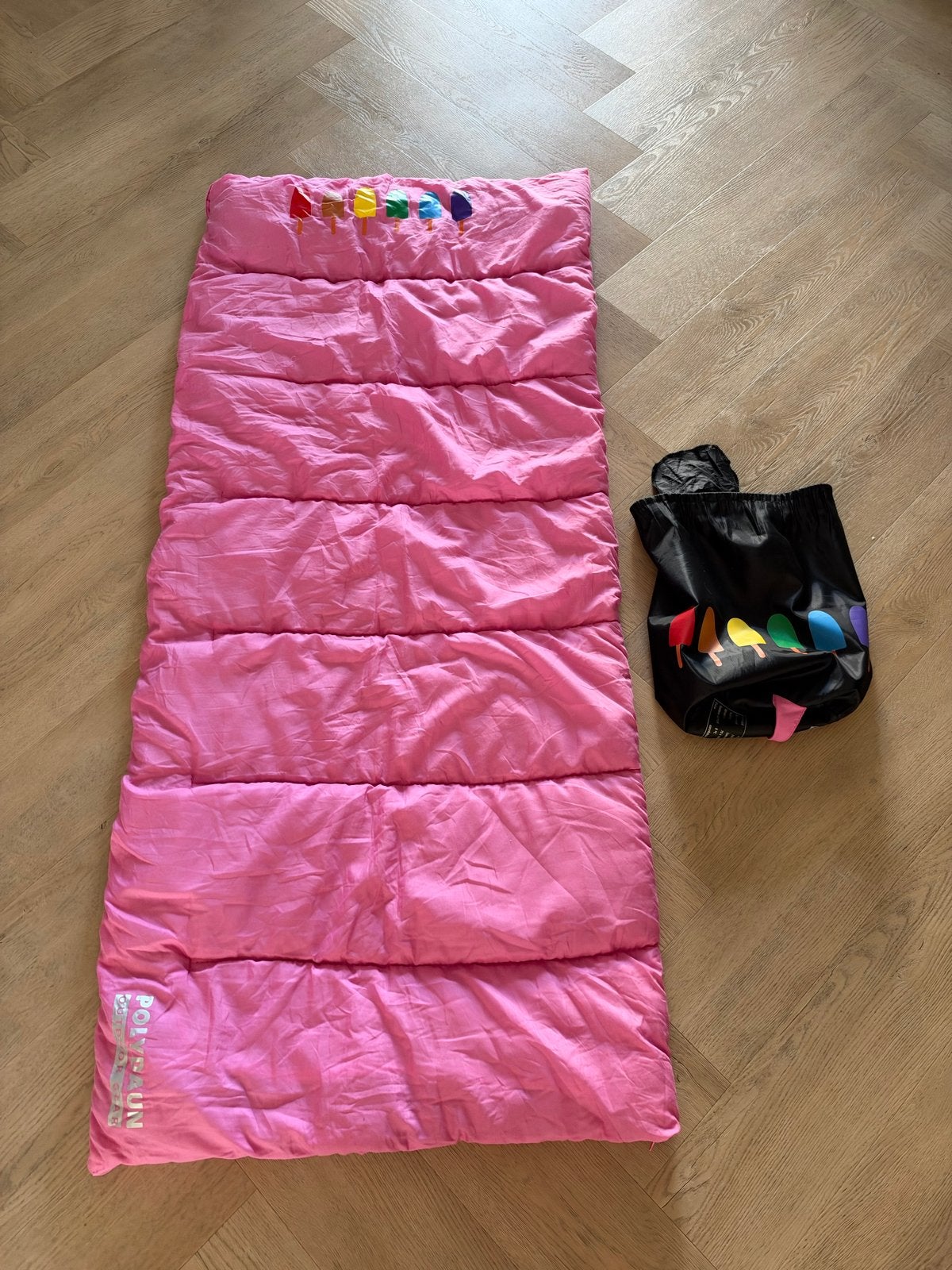 Roze slaapzak Polydawn Outdoor Gear met regenboog, Ophalen of Verzenden, Gebruikt