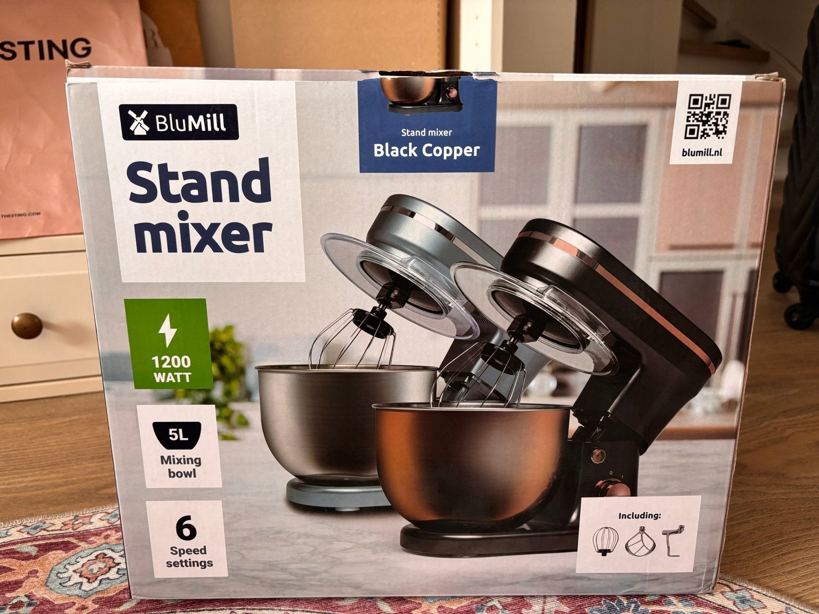 BluMill Standmixer Black Copper 1200W 5L - Nieuw in doos, 4 liter of meer, Ophalen of Verzenden, Nieuw, 3 snelheden of meer