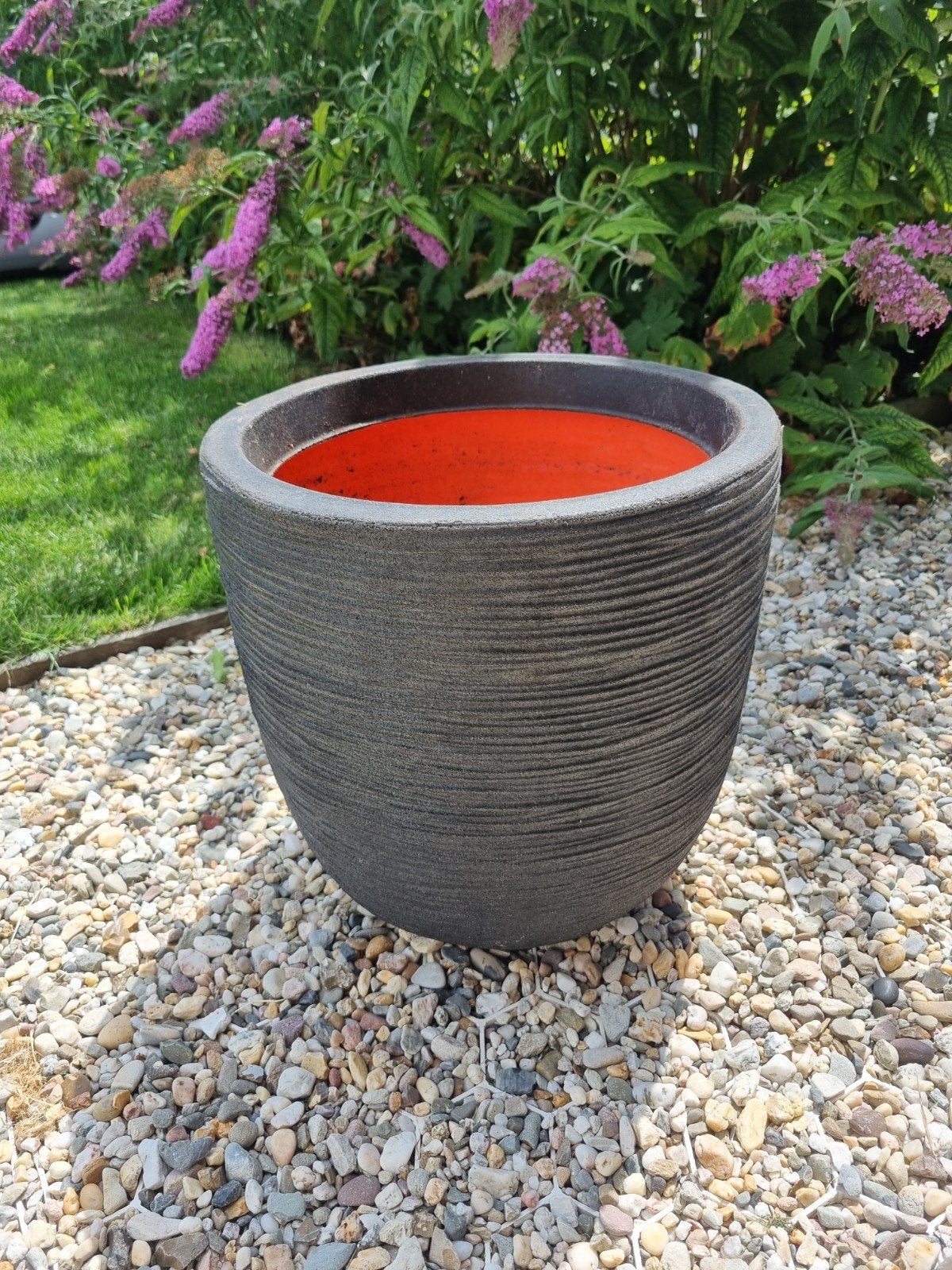 Capi nature rib plantenpot antraciet, Tuin en Terras, Kunststof, Rond, Zo goed als nieuw, Minder dan 40 cm