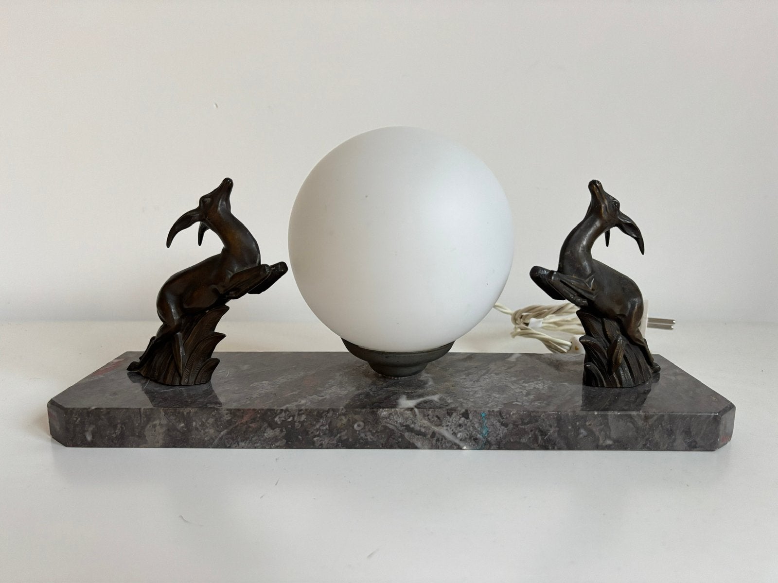 Antiek Art Deco lampje met herten / gazellen, Ophalen of Verzenden