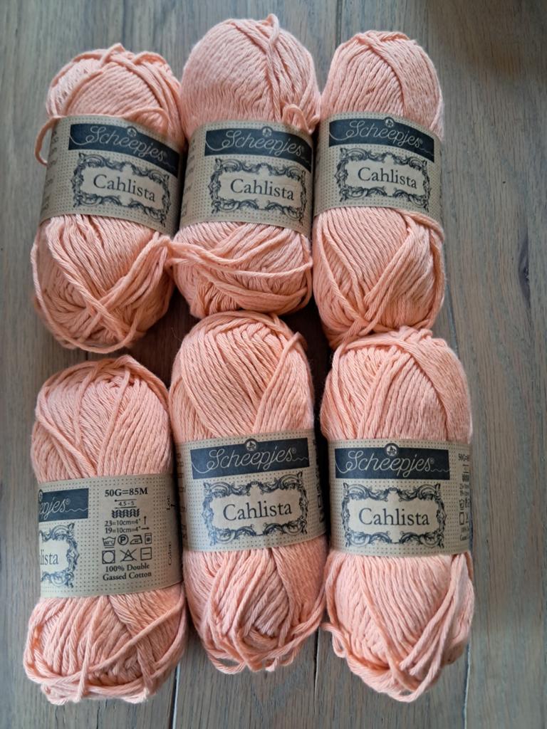 6 bollen Scheepjes Cahlista 100% katoen - Perzik, Ophalen of Verzenden