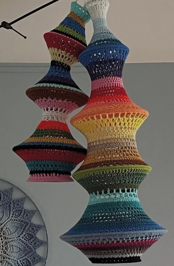 Kleurrijke gehaakte Mexicaanse lamp, Ophalen, Nieuw, Textiel