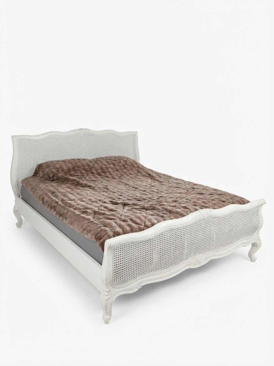 Frans wit rotan bed - 180x200 cm, Antiek en Kunst, Ophalen of Verzenden