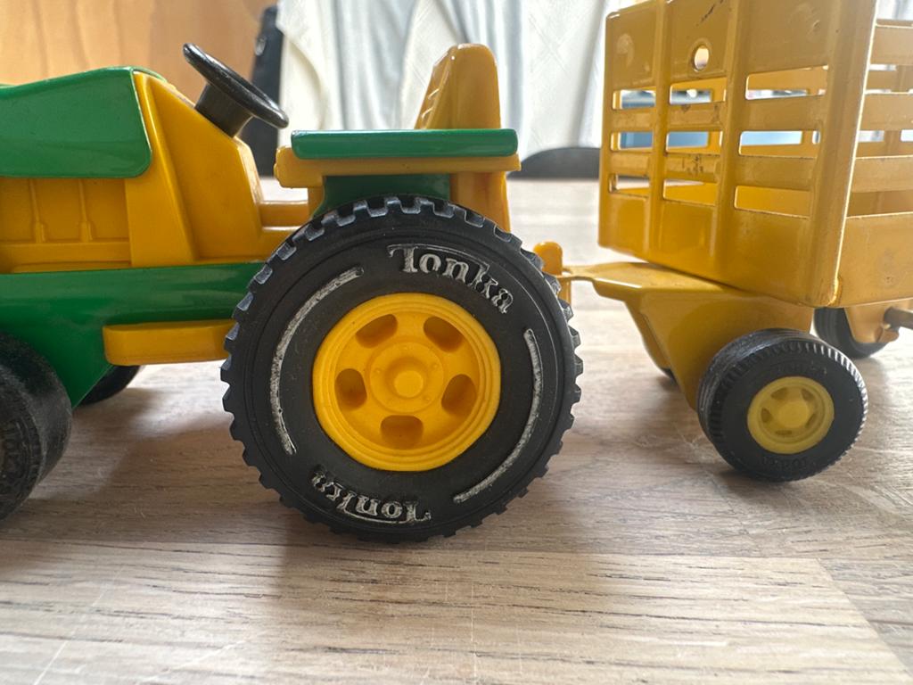 Vintage Tonka Tractor met Aanhanger - Speelgoed, Ophalen of Verzenden, Gebruikt
