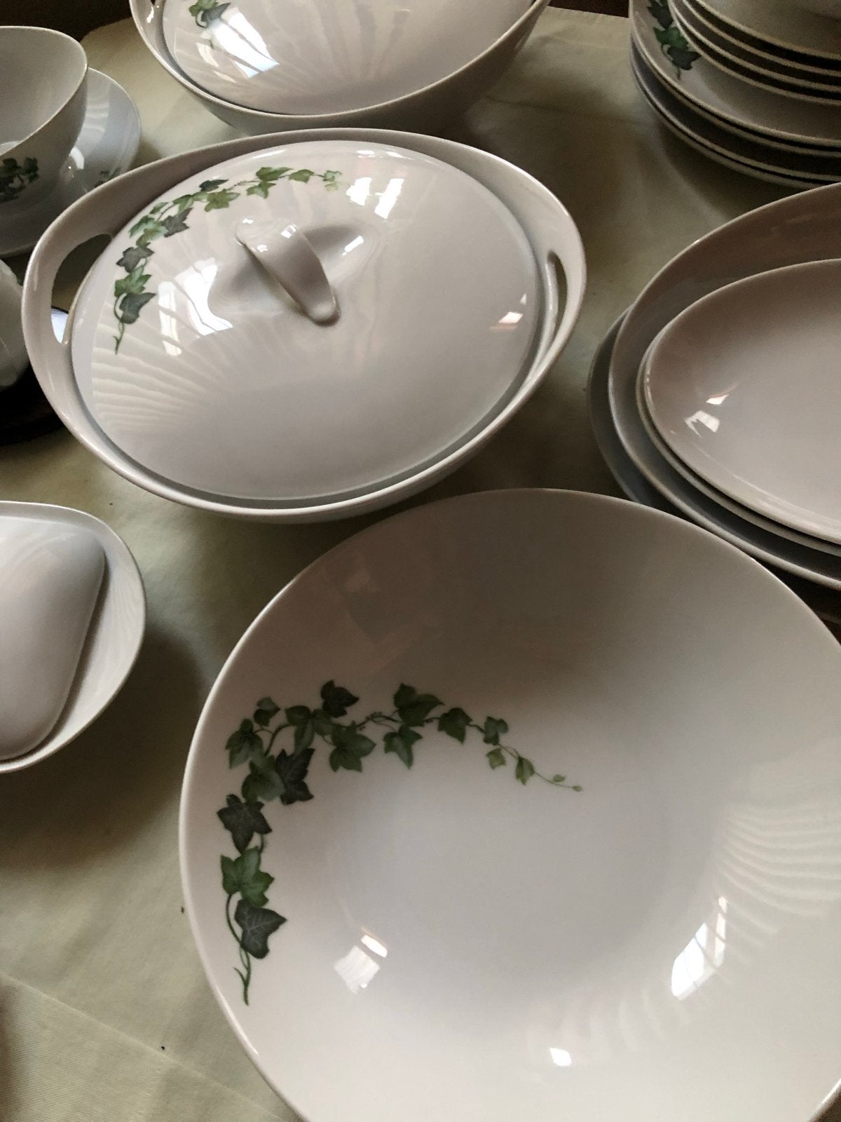 Eschenbach Bavaria Servies -wit met groene tak, Huis en Inrichting, Ophalen, Gebruikt, Overige merken, Klassiek