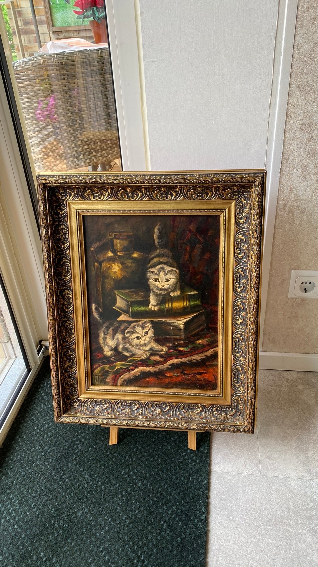 Gesigneerd schilderij op doek kittens, Antiek en Kunst, Kunst | Schilderijen | Klassiek, Ophalen of Verzenden