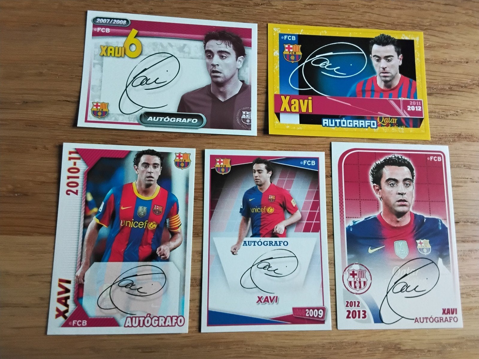 Xavi Hernández 5 panini stickers met handtekening, Ophalen of Verzenden, Zo goed als nieuw, Buitenlandse clubs, Poster, Plaatje of Sticker
