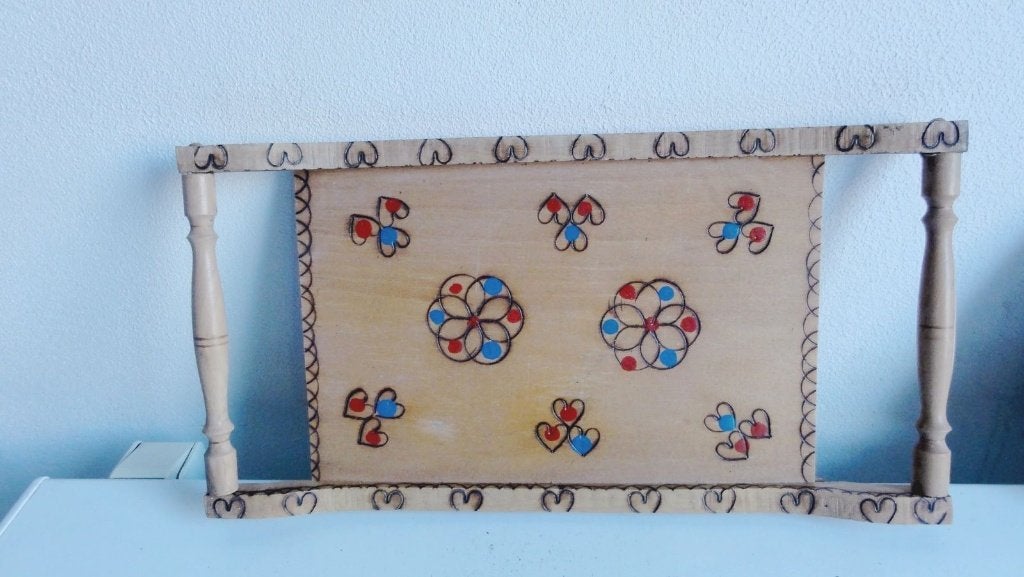 Dienblad hout, handgemaakt, Ophalen of Verzenden, Zo goed als nieuw, Rechthoekig, Hout