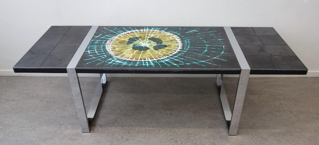 Vintage salontafel Belarti tegeltafel Fat Lava Space Age 60s, Ophalen, Gebruikt, 150 tot 200 cm, Minder dan 50 cm