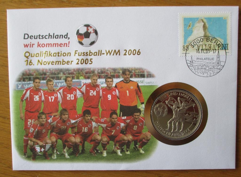 Zwitserland, WK Voetbal 2006, FDC met speciale Penning, Verzenden, Gestempeld