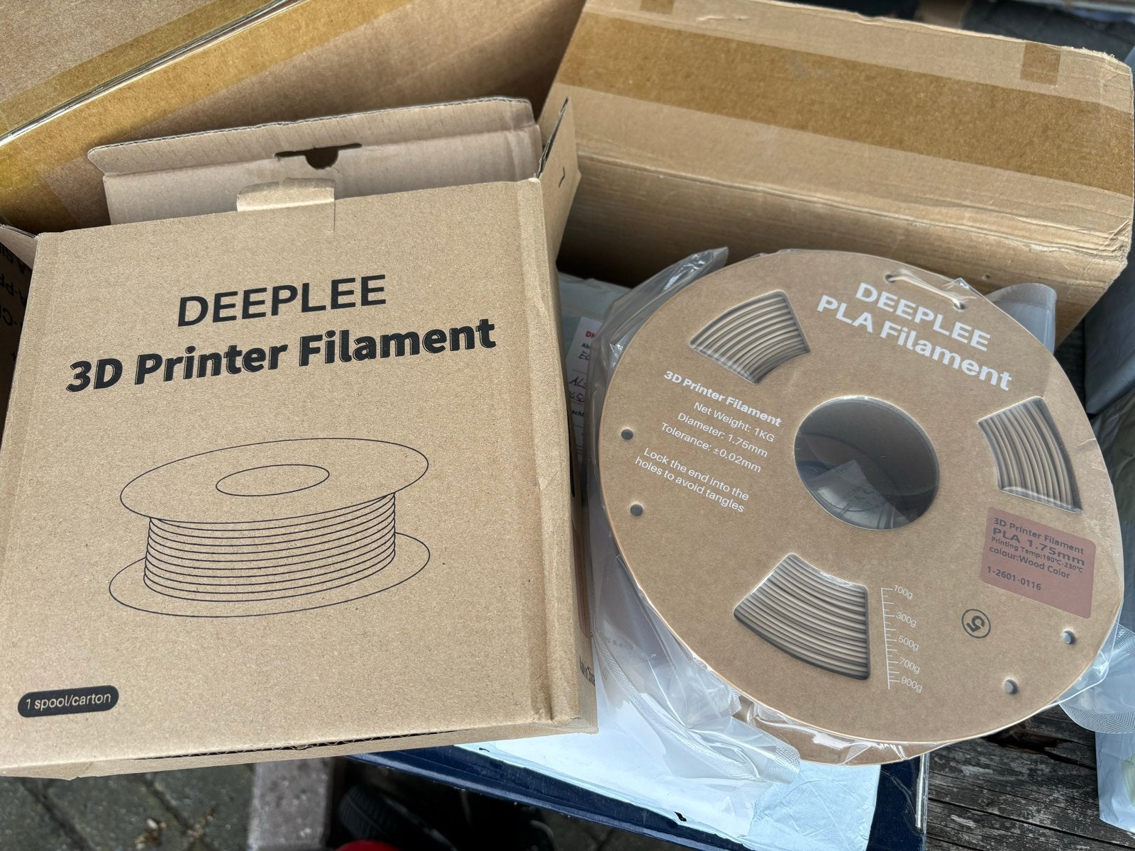 DEEPLEE 3D Printer Filament PLA 1.75mm Houtkleur 1KG, Computers en Software, 3D-printerbenodigheden, Ophalen of Verzenden, Nieuw