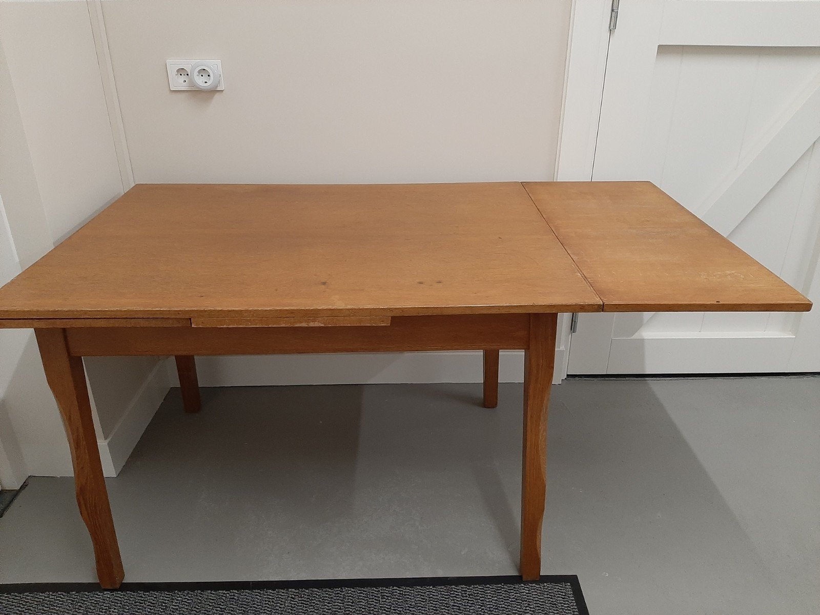 vintage eiken uitschuifbare eetkamertafel, Ophalen, Gebruikt, Rechthoekig, 50 tot 100 cm