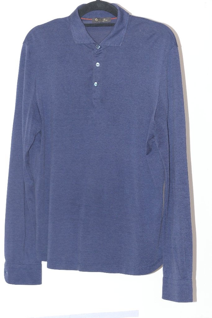 Loro Piana Gargano Silk-Cotton Polo - Navy Blue, Maat 52/54 (L), Blauw, Ophalen of Verzenden, Zo goed als nieuw