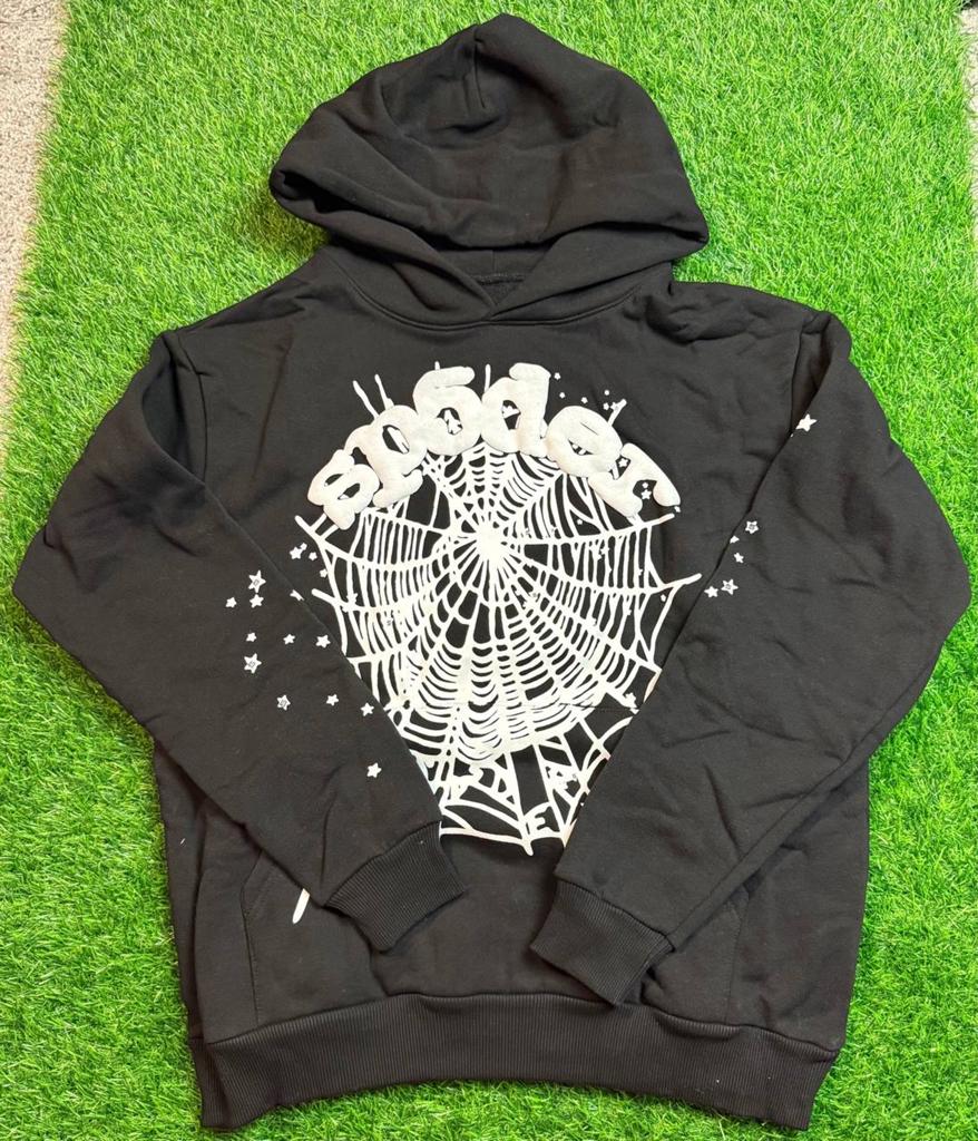 Sp5der OG Black Web Hoodie - Zwart met Wit Spinnenweb, Verzenden, Nieuw, Overige maten, Zwart