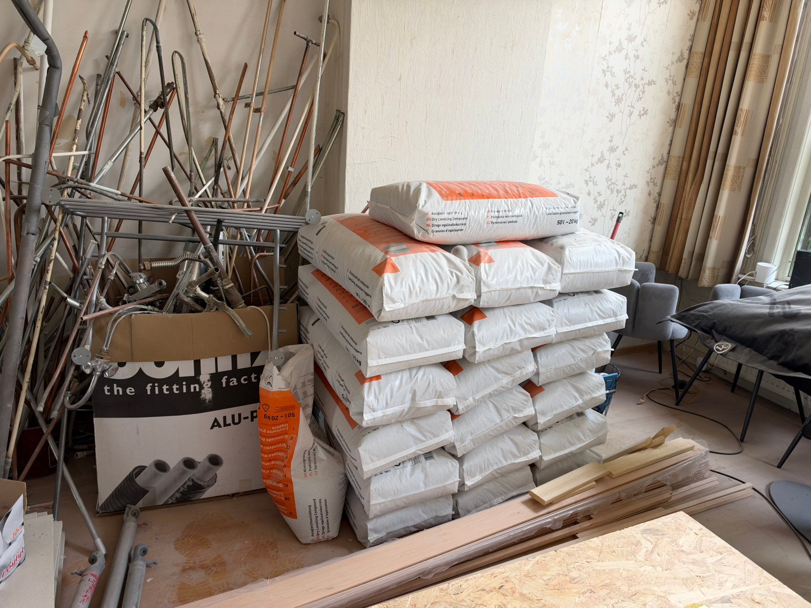 19,5 zak 20 kg Fermacell droge egalisatiekorrels, Ophalen, Nieuw