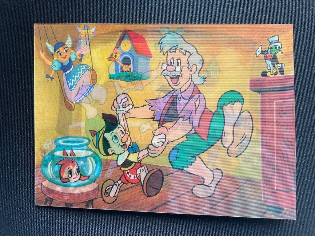 Disney 3D dieptekaart / ansichtkaart , Pinokkio., Verzamelen, Verzenden, 1960 tot 1980, Sterren en Beroemdheden