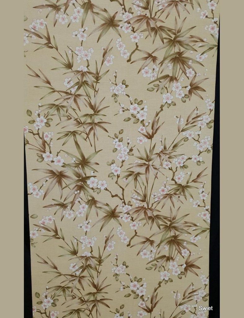 13934 Japans bloesembehang wallpaper bamboeblad motief swiet, Ophalen of Verzenden, Beige