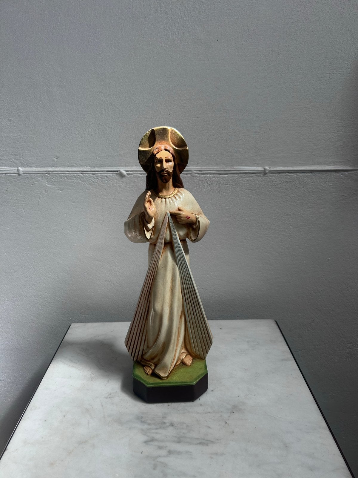 vintage beeld Barmhartige Jezus met gouden aureool, Antiek en Kunst, Ophalen of Verzenden