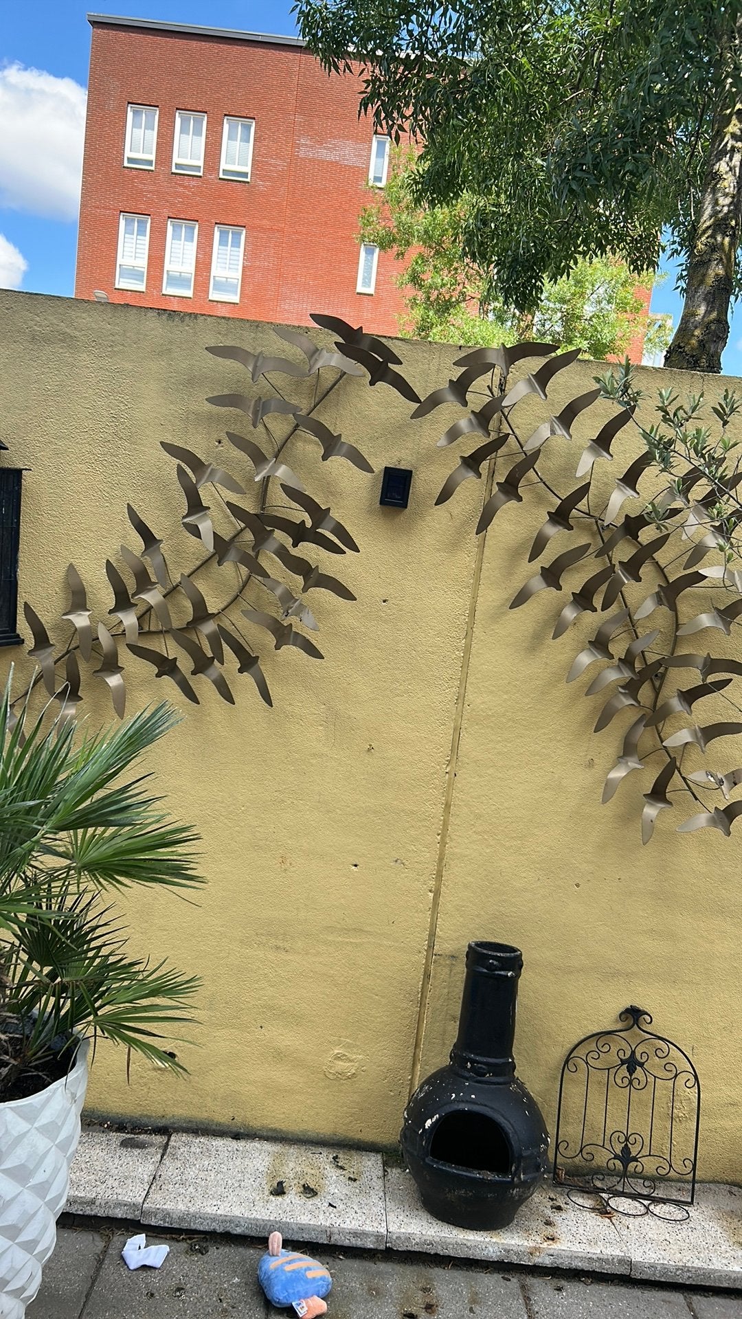 Tuinwanddecoratie vogels metaal 60x140 cm metaal, Ophalen, Zo goed als nieuw