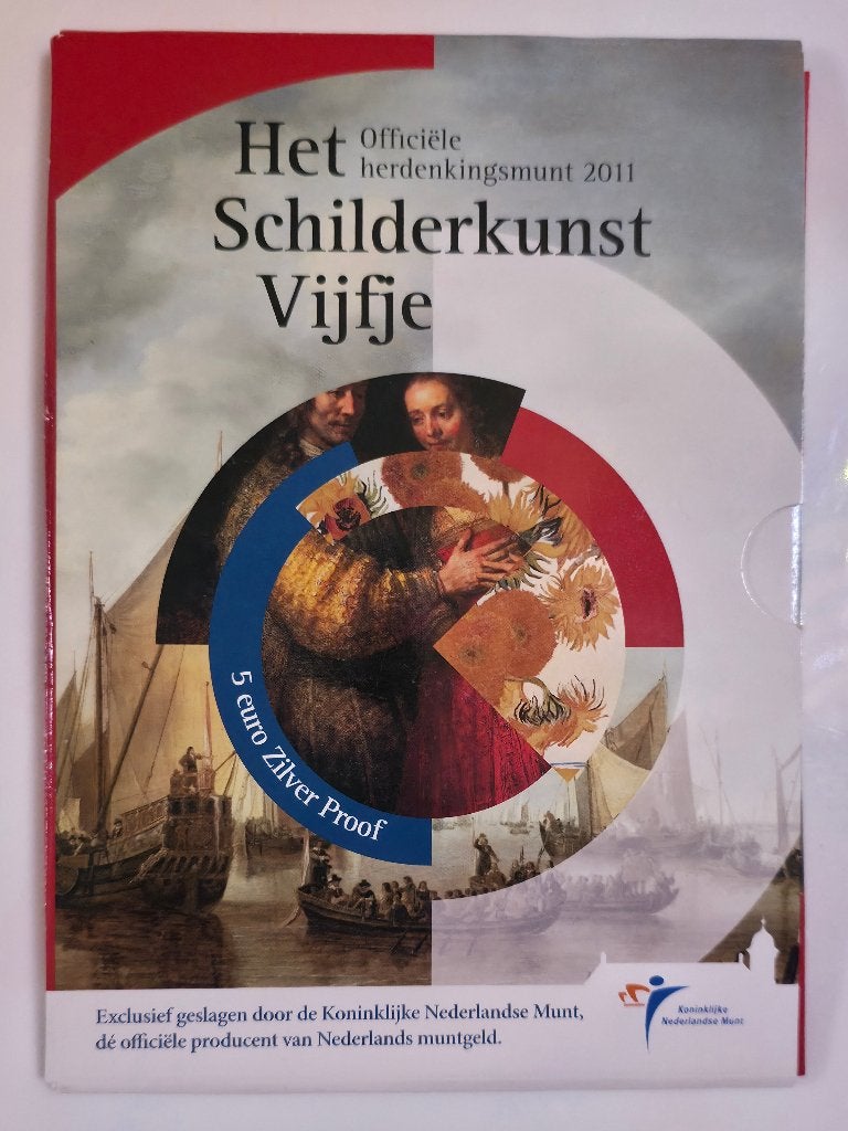 Nederland €5 – Schilderkunst Vijfje – Proof – Zilver, Koningin Beatrix, Zilver, Euro's, Ophalen of Verzenden