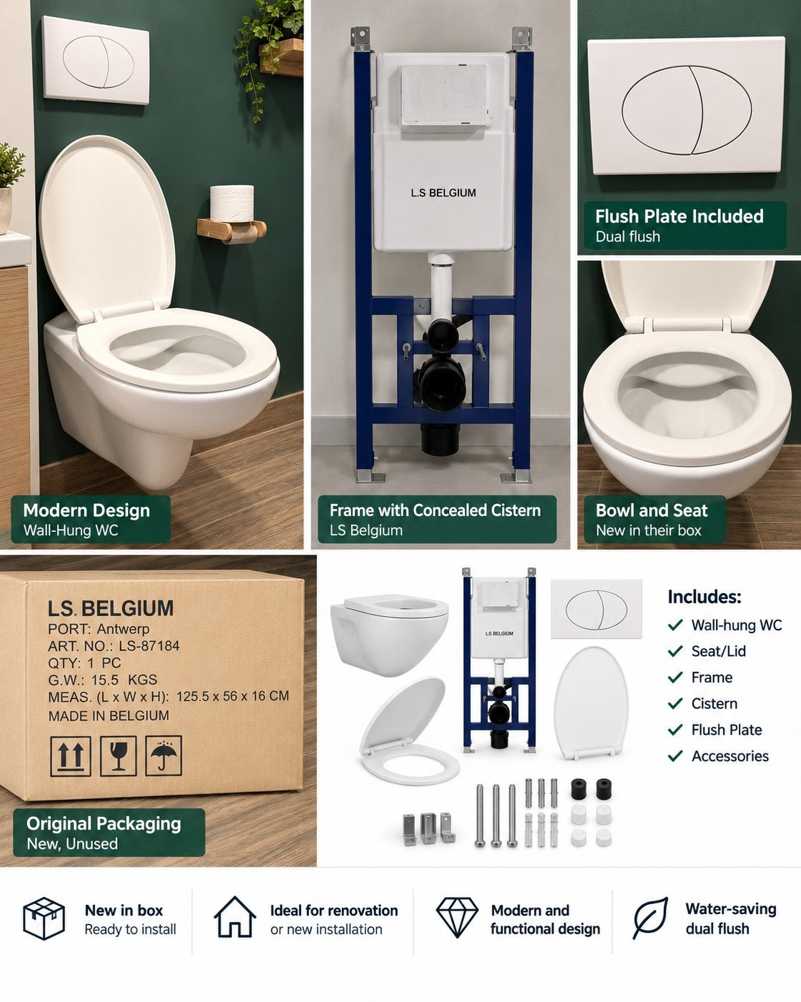 Compleet wandcloset set met inbouwreservoir - Nieuw, Doe-het-zelf en Verbouw, Ophalen, Nieuw, Toilet