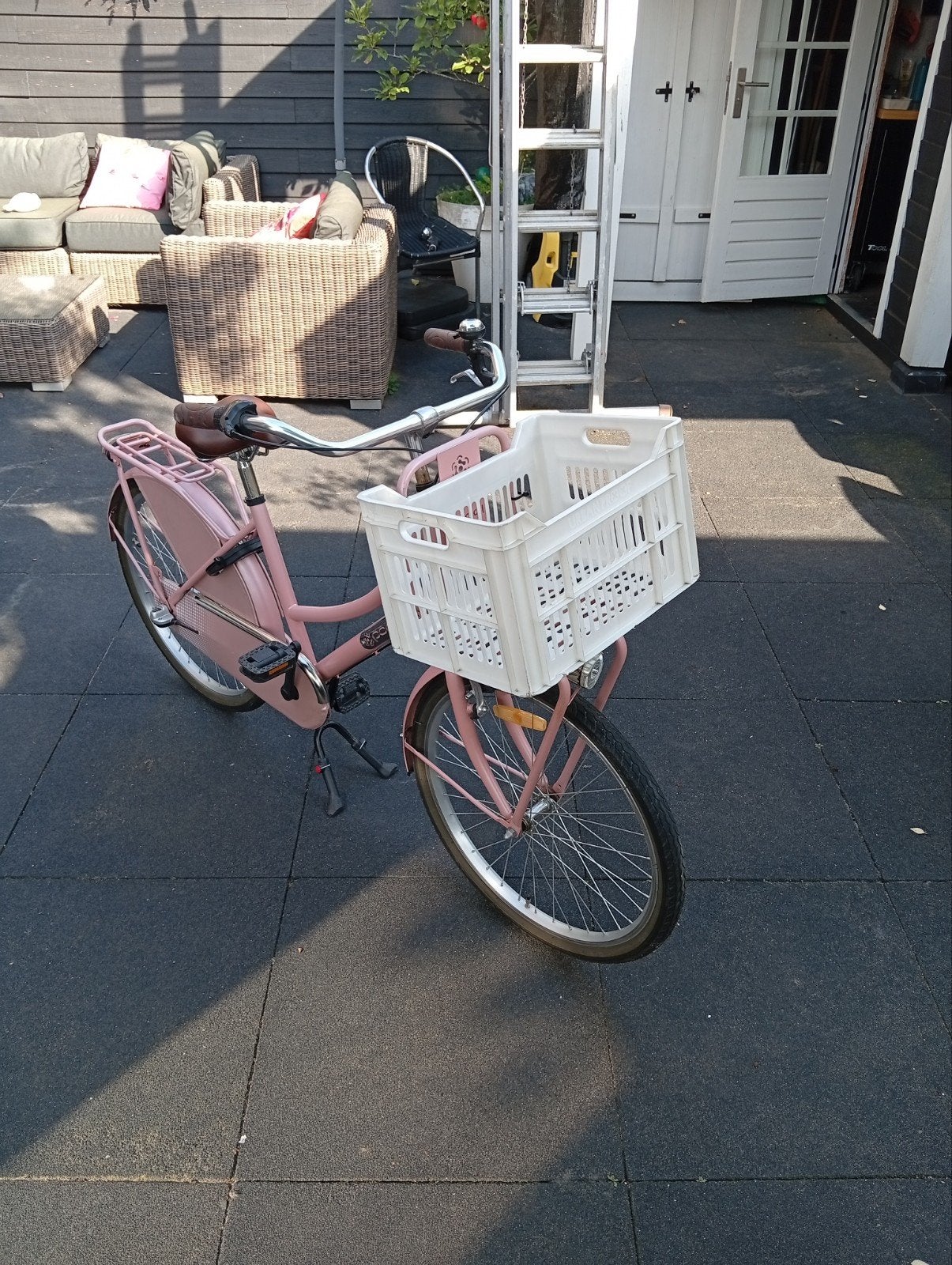 Roze Popal Daily Dutch fiets met krat, Gebruikt, Velgrem, Versnellingen, Minder dan 47 cm