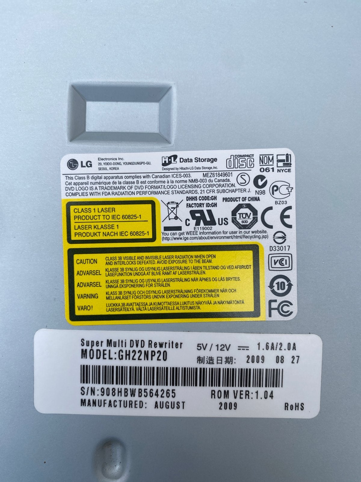 LG Super Multi DVD Rewriter - Intern DVD/CD-brander, Computers en Software, Optische drives, Gebruikt, Intern, Windows, Cd, Ophalen