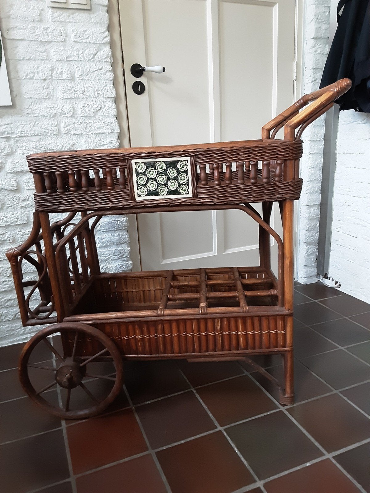 rotan serveerwagen, theewagen, drankenwagen, Ophalen, Zo goed als nieuw, Bruin, Overige materialen