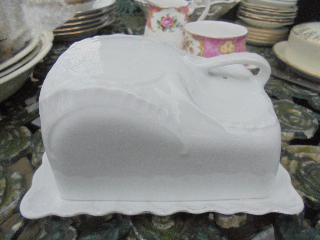 Grote wit porseleinen Kaasstolp Victoria Czechoslovakia, Ophalen of Verzenden