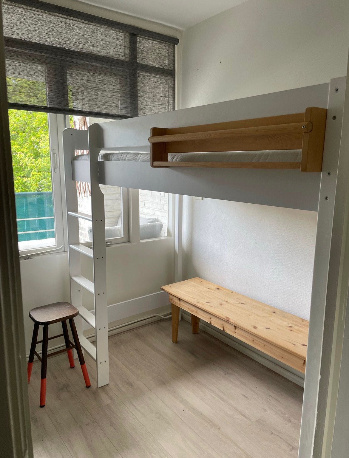 Witte hoogslaper met matras -187x77x160cm, Ophalen, Gebruikt, Hoogslaper, Eenpersoons
